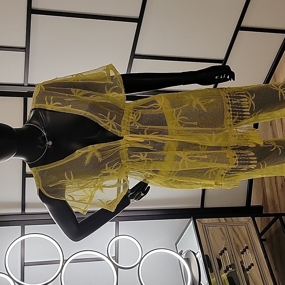 MIKEN Swim | 2-piece | Mesh Swimsuit Coverup | Sz. S | Mustard | NWOT + Swim top - Picture 14 of 17